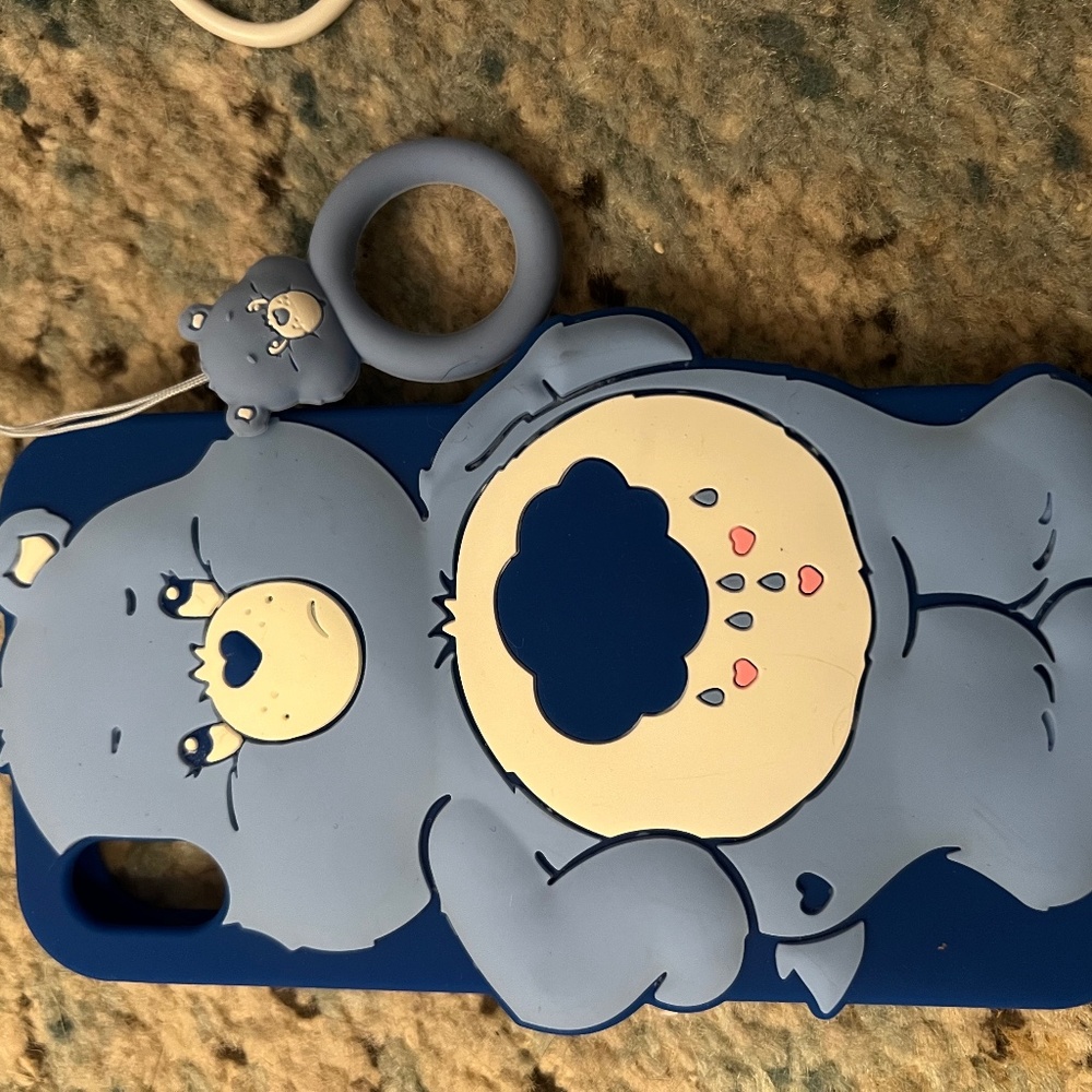 Blue Grumpy Bear Care Bear Iphone XR Case w/ Phone Charm